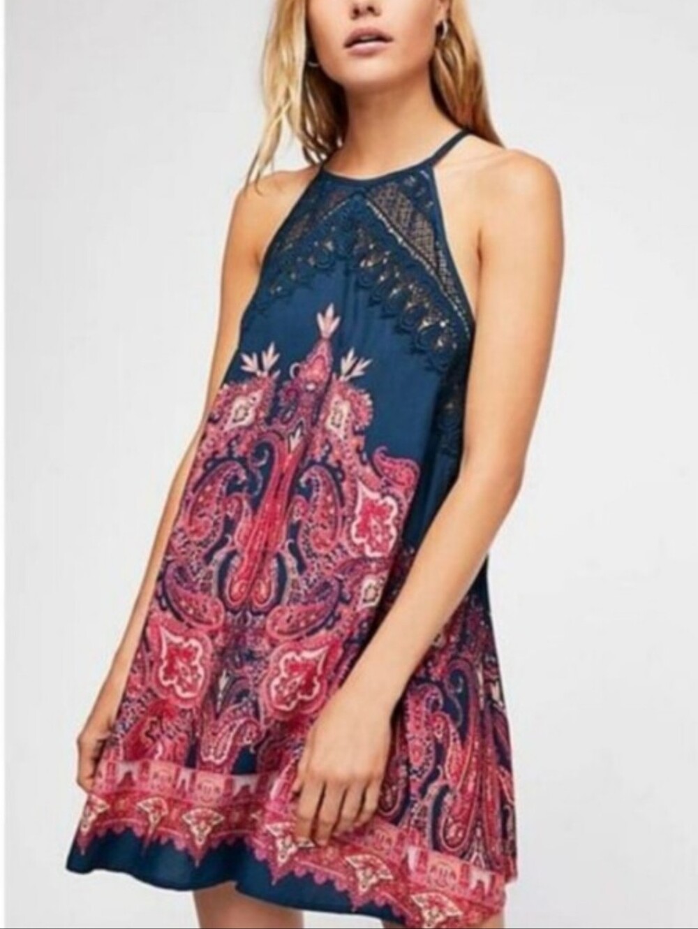 Free People Printed Trapeze Mini Dress. Size XS.